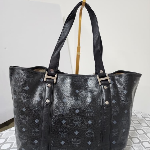 Authentic MCM Visestos Shopping Tote Bag Black/Grey - Picture 14 of 14